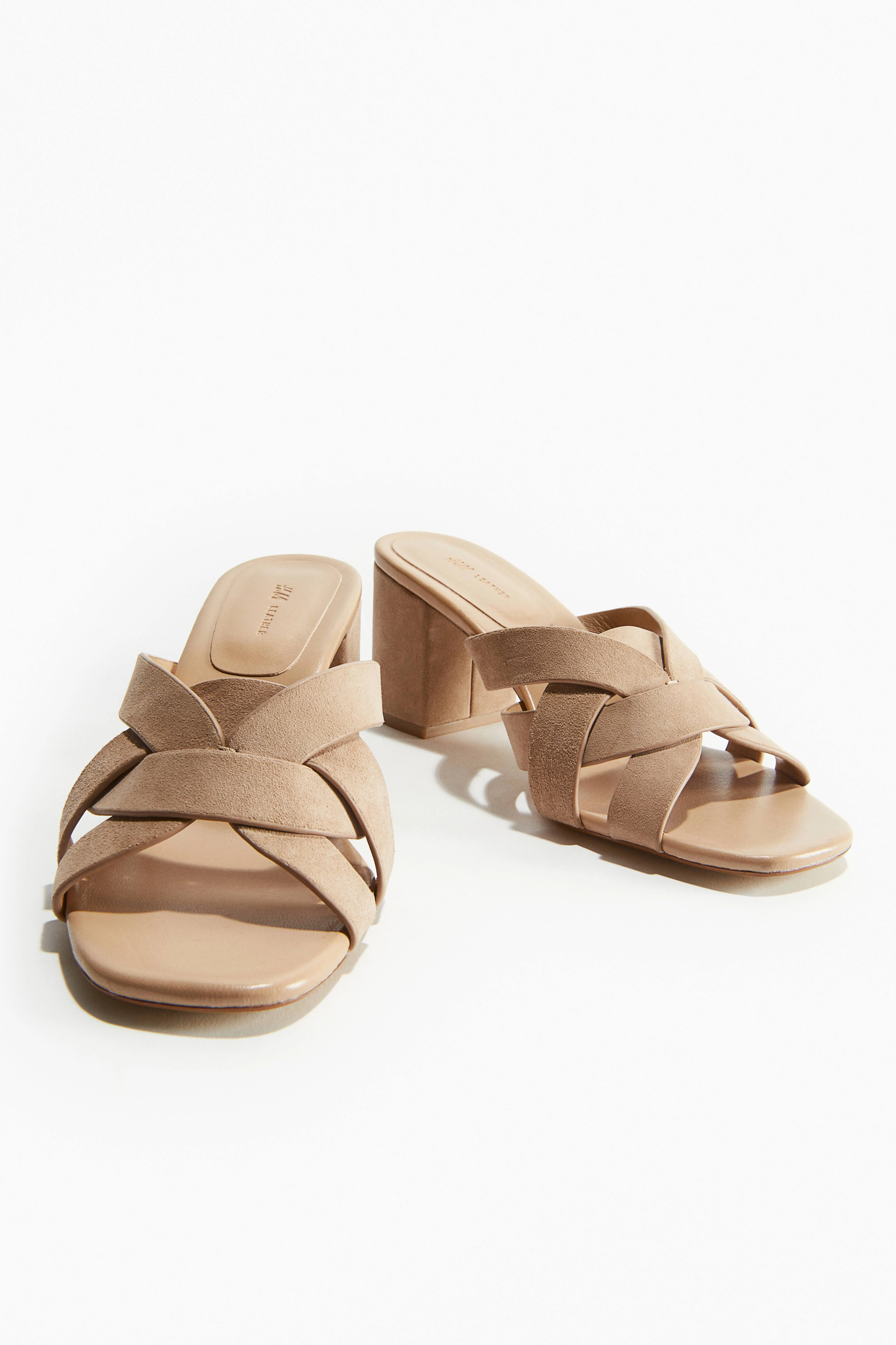 Heeled leather sandals - Beige - Ladies | H&M GB