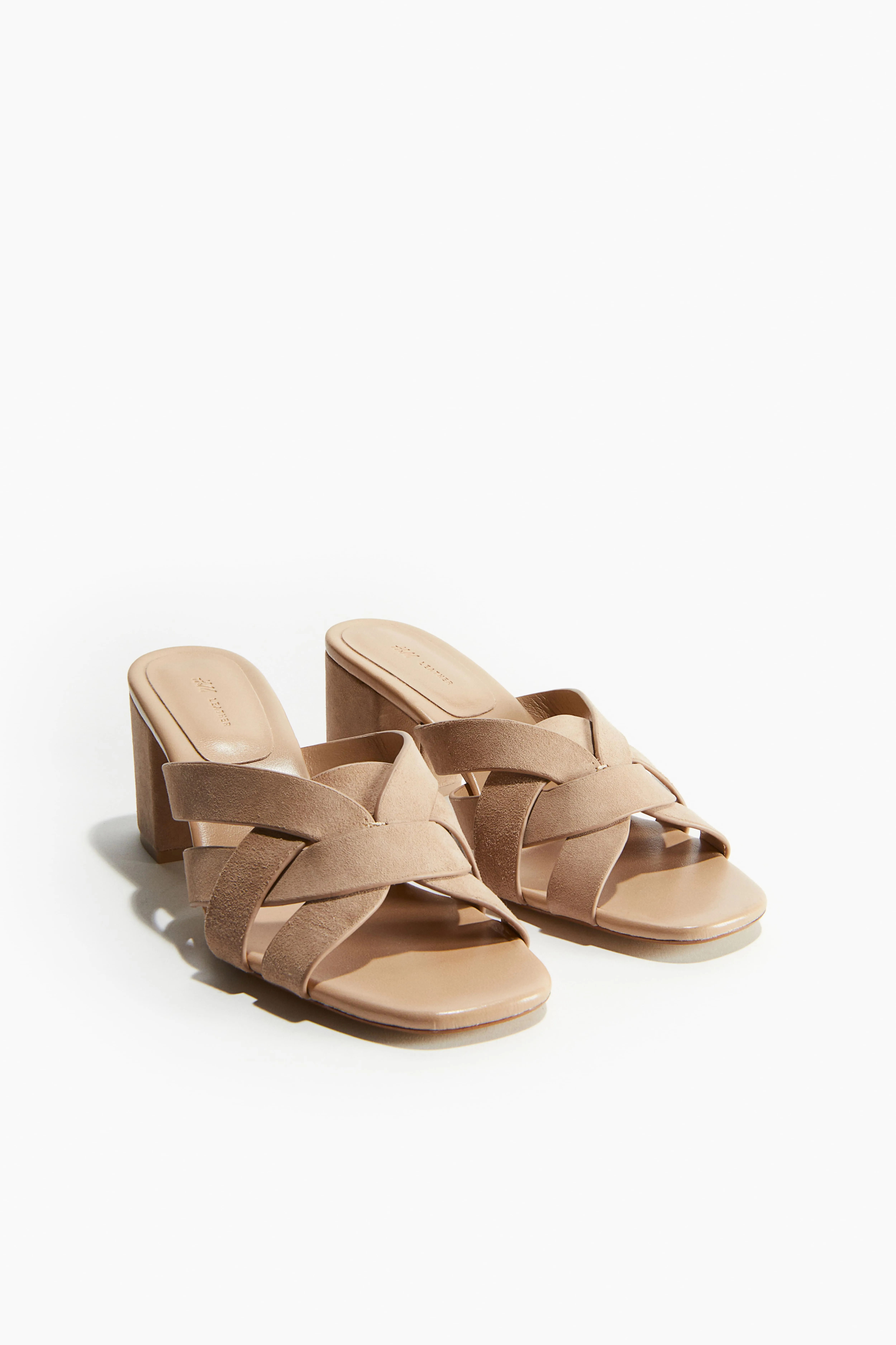 Heeled leather sandals - Beige - Ladies | H&M GB