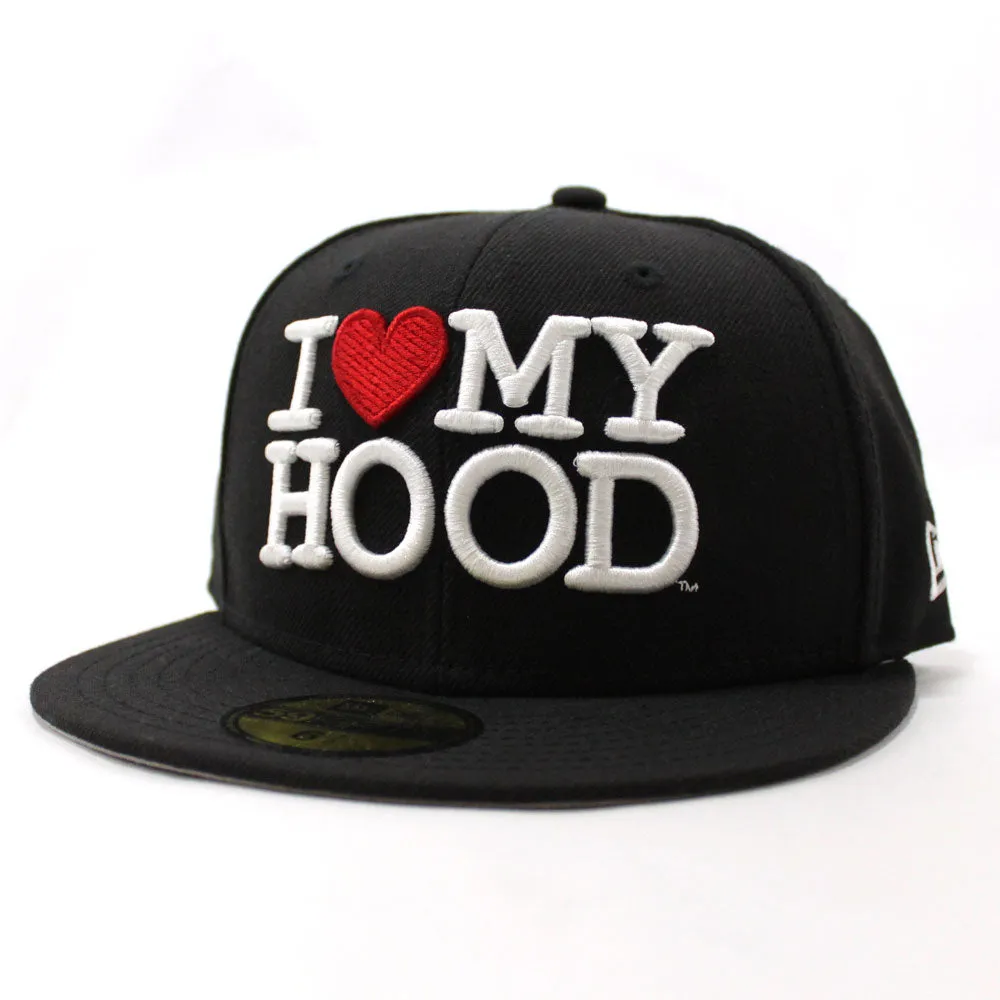 I LOVE MY HOOD New Era 59Fifty Fitted Hat (Black Gray Under brim)