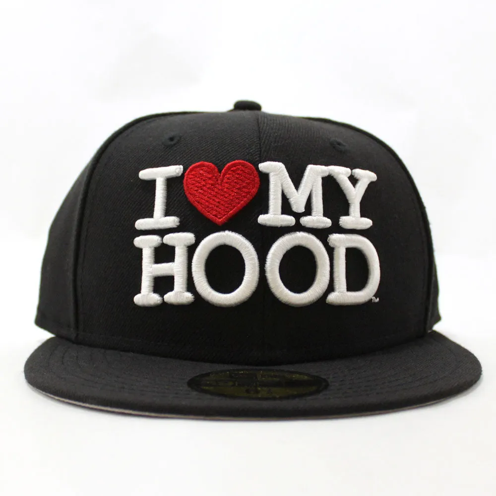 I LOVE MY HOOD New Era 59Fifty Fitted Hat (Black Gray Under brim)