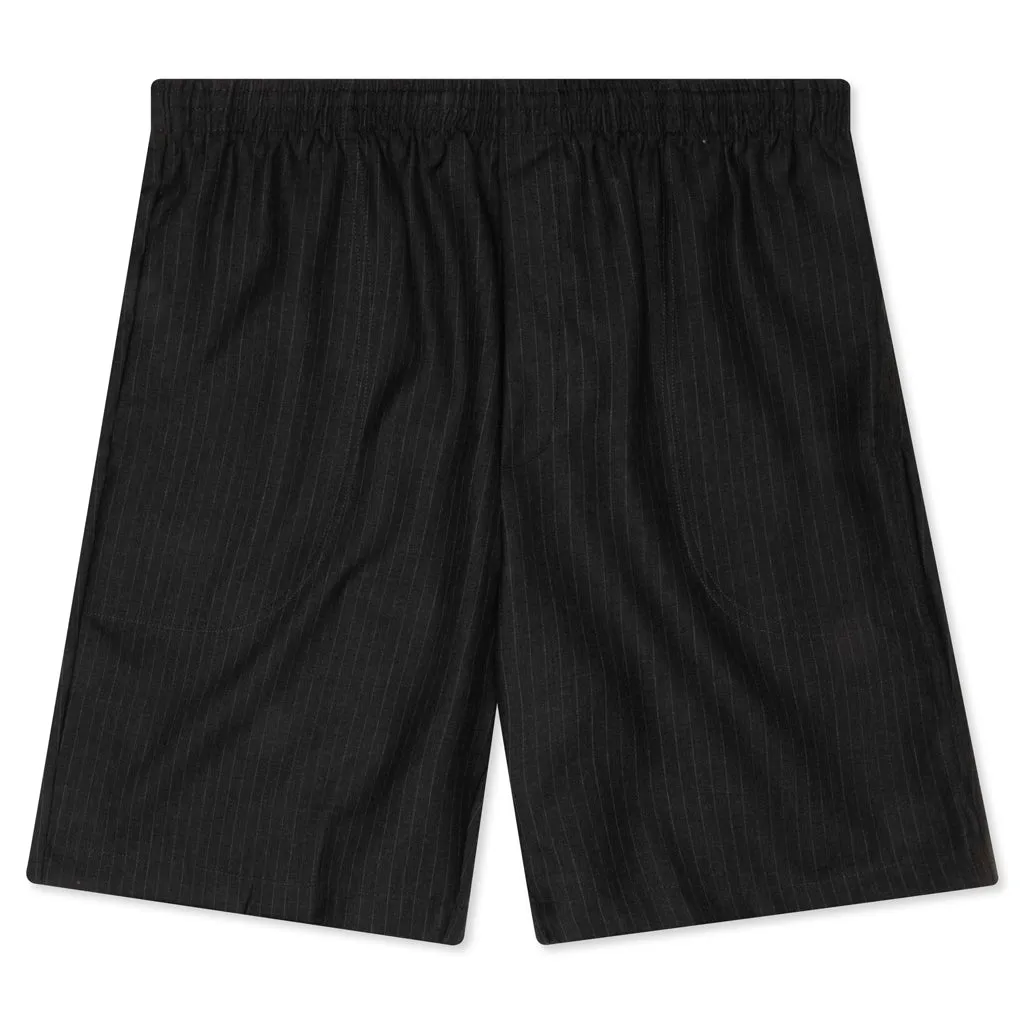 Japanese Wool Field Short - Black Pinstripe