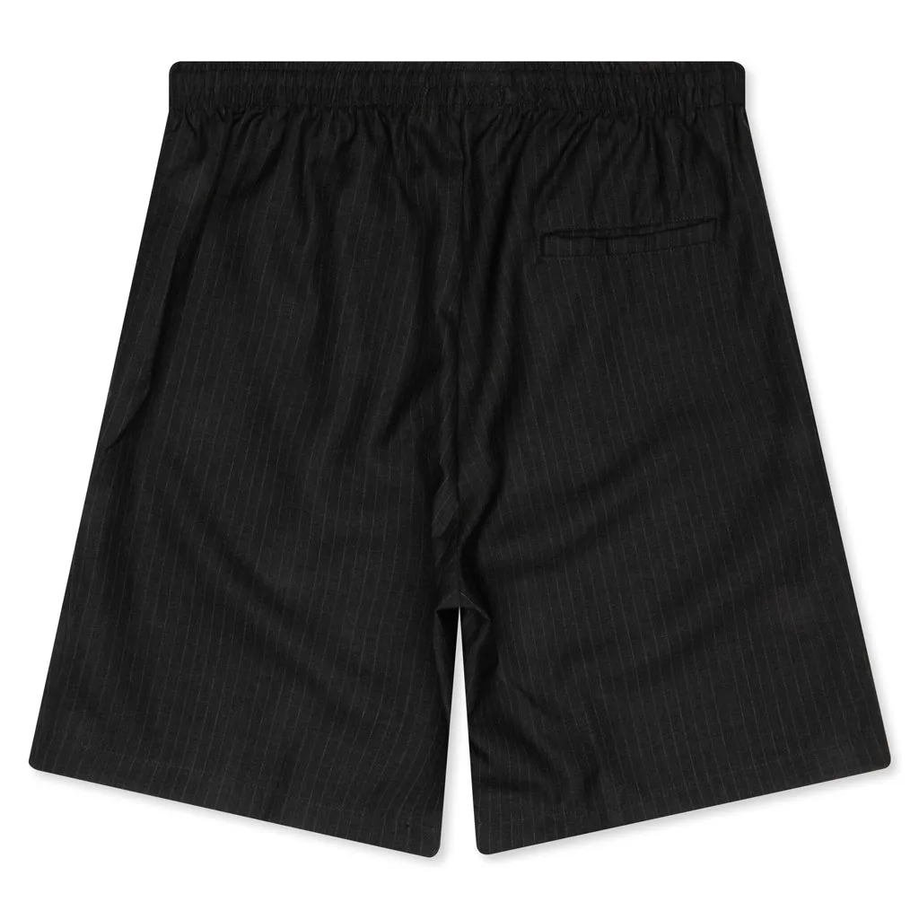 Japanese Wool Field Short - Black Pinstripe