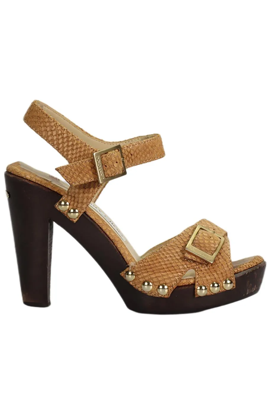 JIMMY CHOO SNAKE EFFECT LEATHER SANDALS EU 37 UK 4 US 7