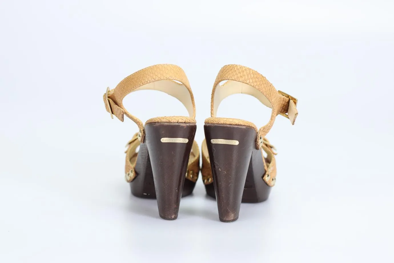 JIMMY CHOO SNAKE EFFECT LEATHER SANDALS EU 37 UK 4 US 7