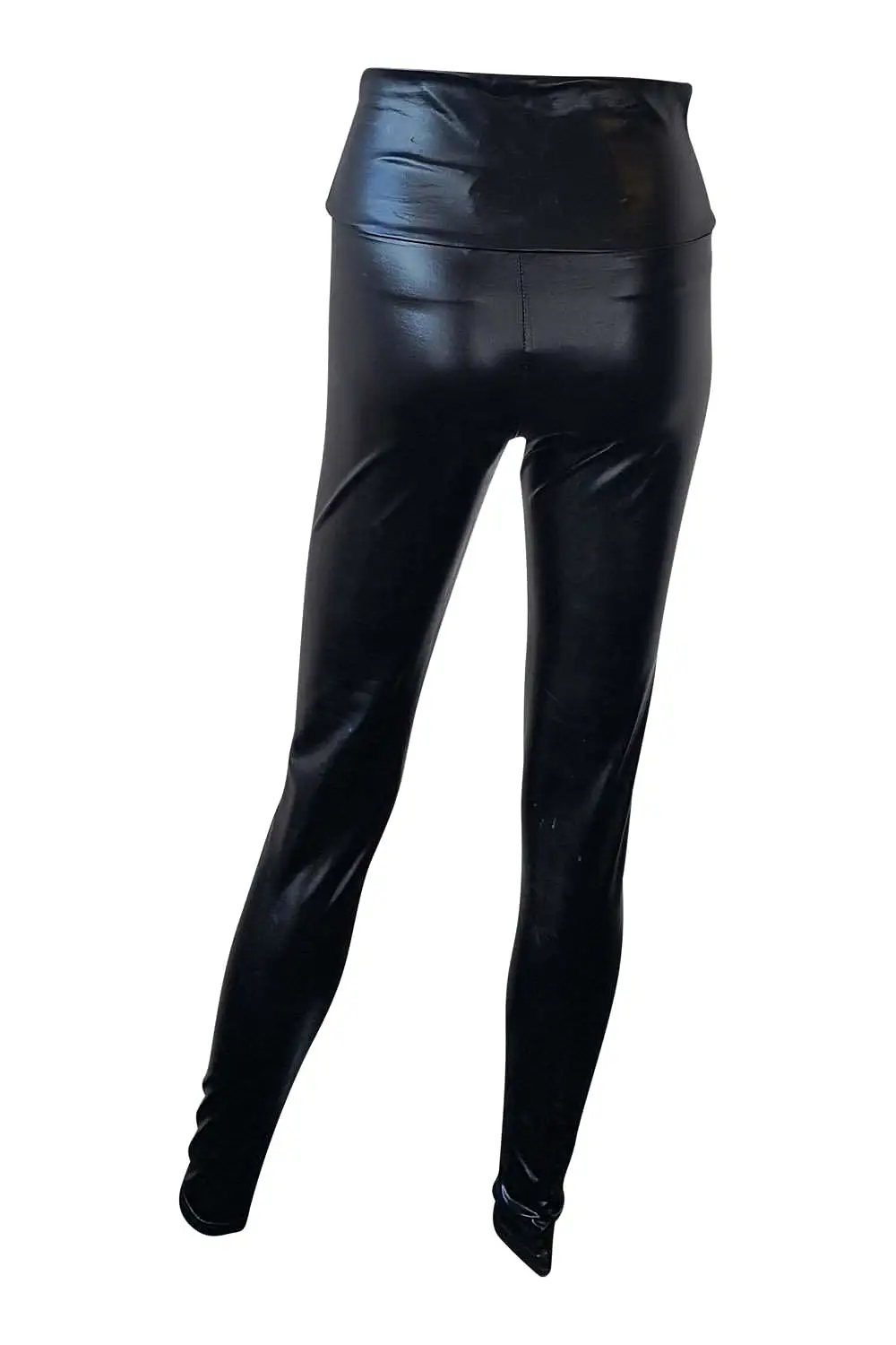 JNT WORLD Black Wet Look High Waist Leggings (M)