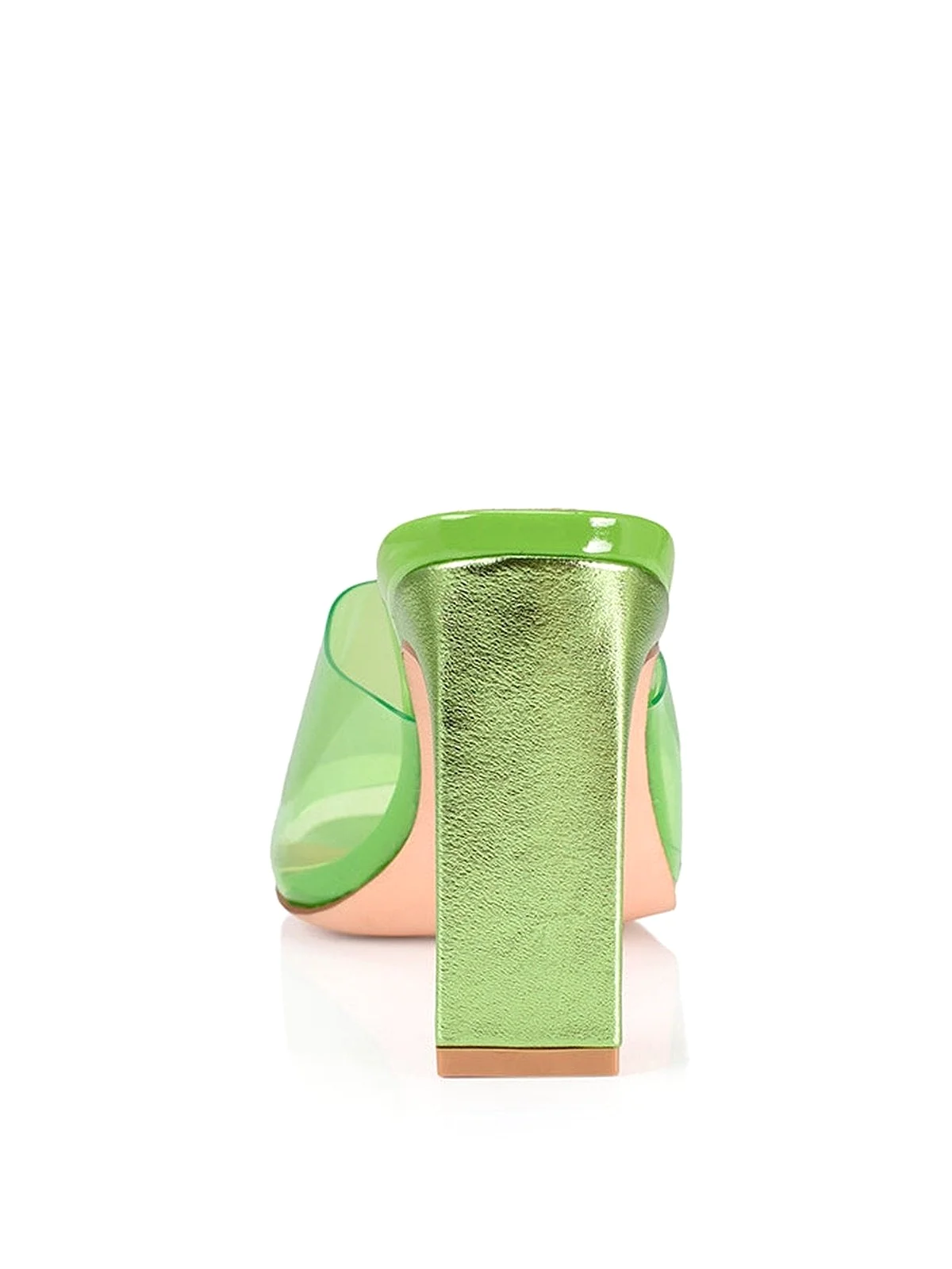 Kallie Block Heel Mules - Lime Green Vinylite