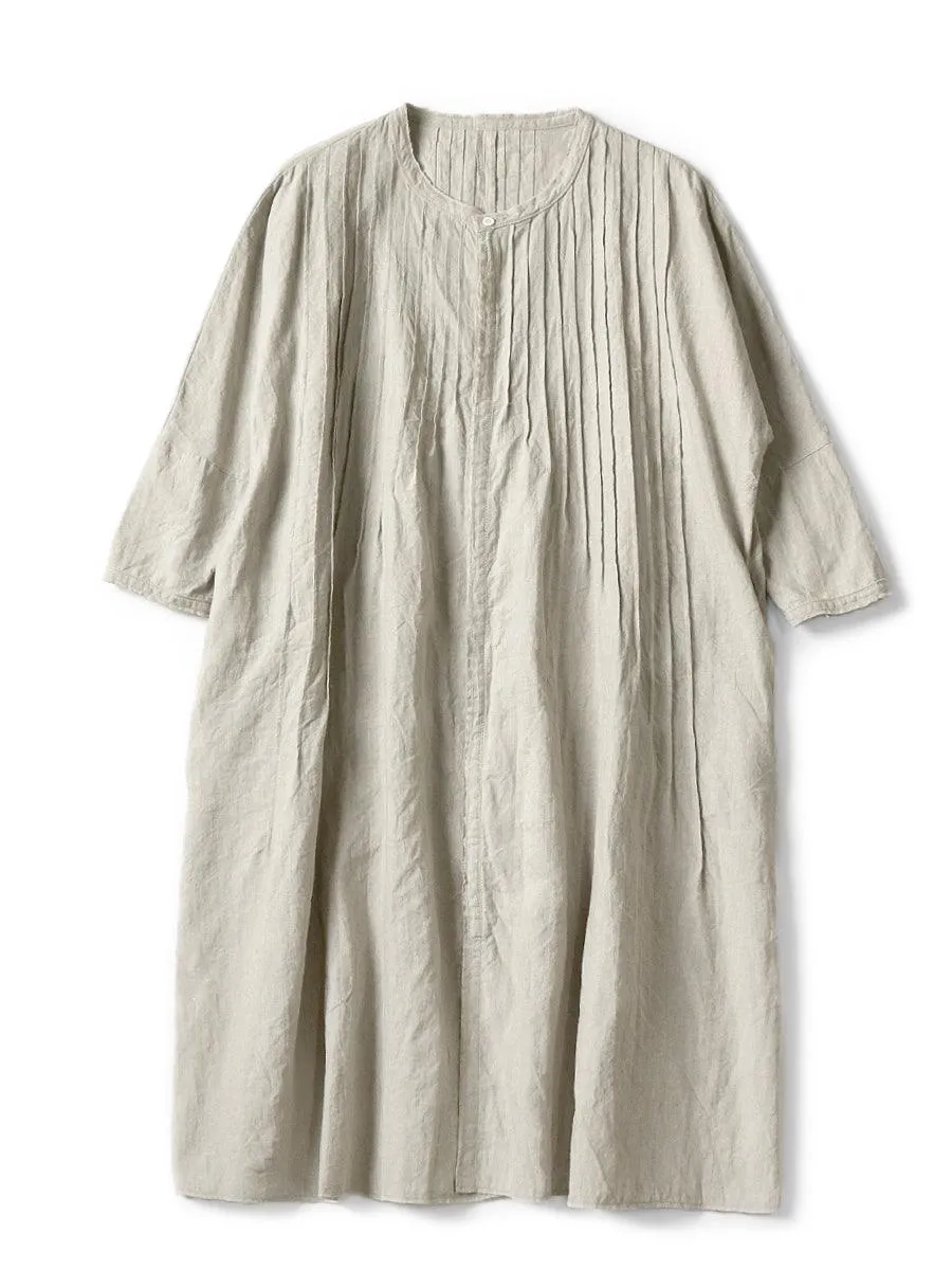 Kapital French linen pintucked O'Keefe dress