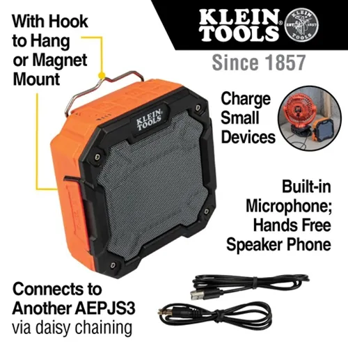 Klein Bluetooth Jobsite Speaker with Magnet and Hook AEPJS3