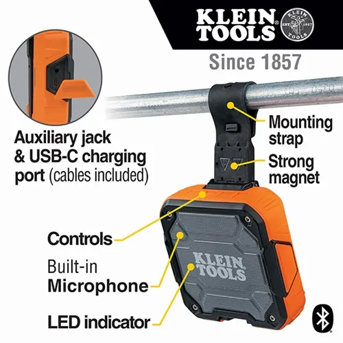 Klein Bluetooth® Speaker with Magnetic Strap AEPJS2