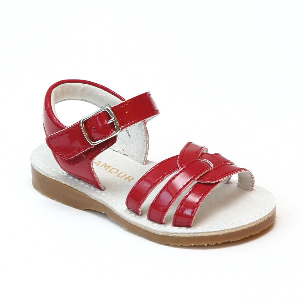 L'Amour Girls Peyton Braided Loop Leather Sandals