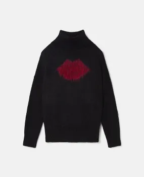 Lips Graphic Long-Sleeve Turtleneck Jumper