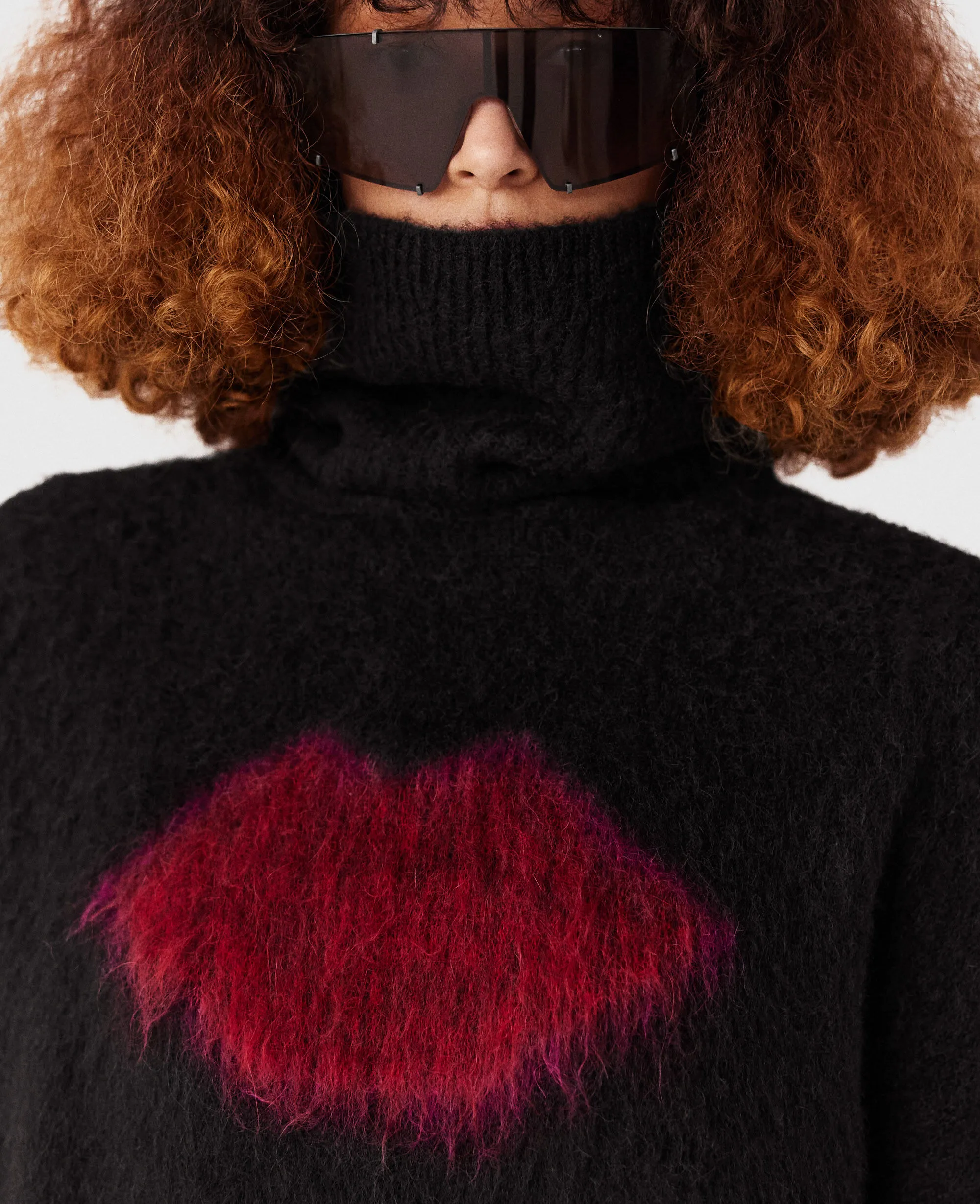 Lips Graphic Long-Sleeve Turtleneck Jumper