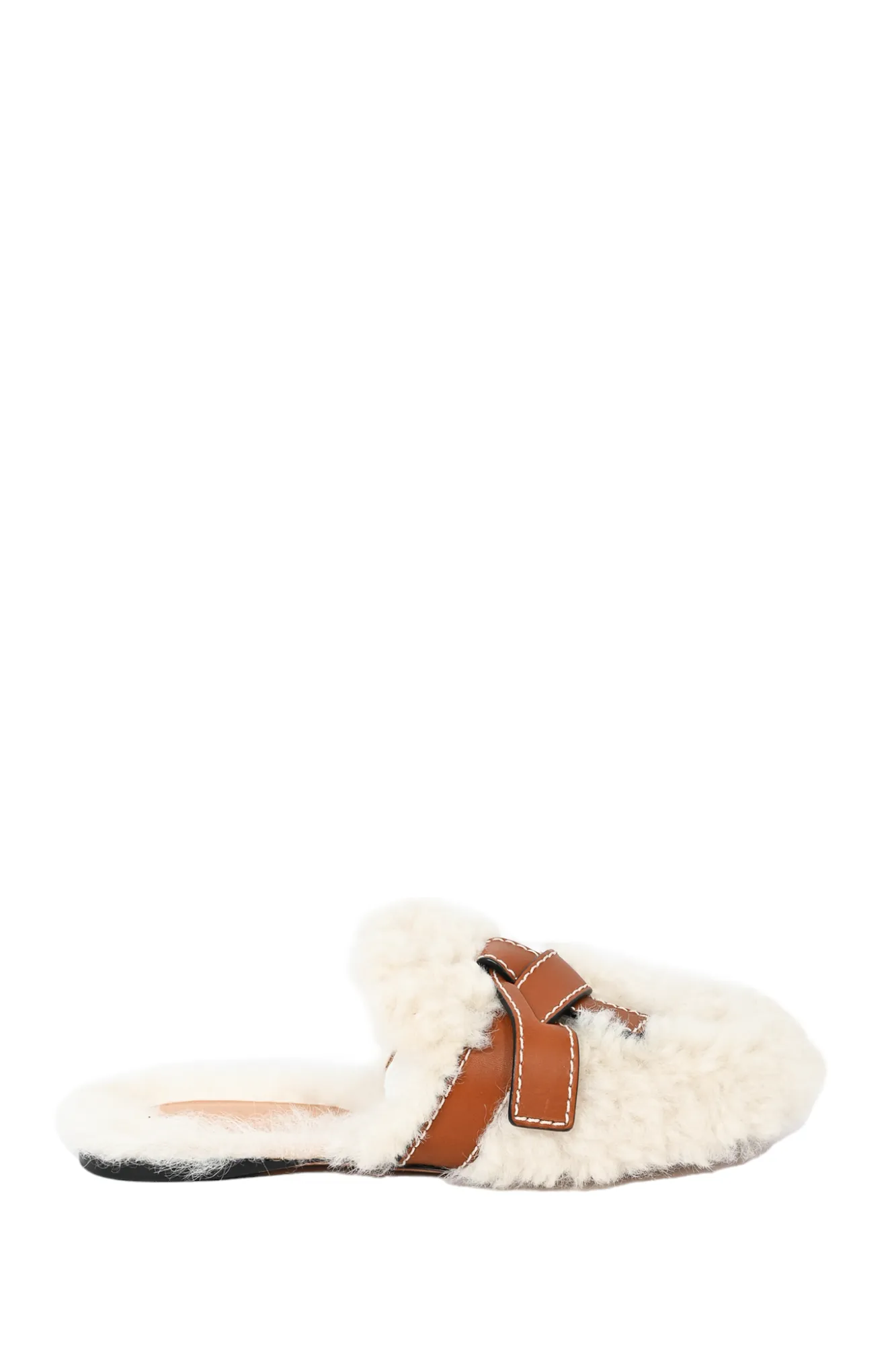 Loewe White Shearling Gate Mules Size 36