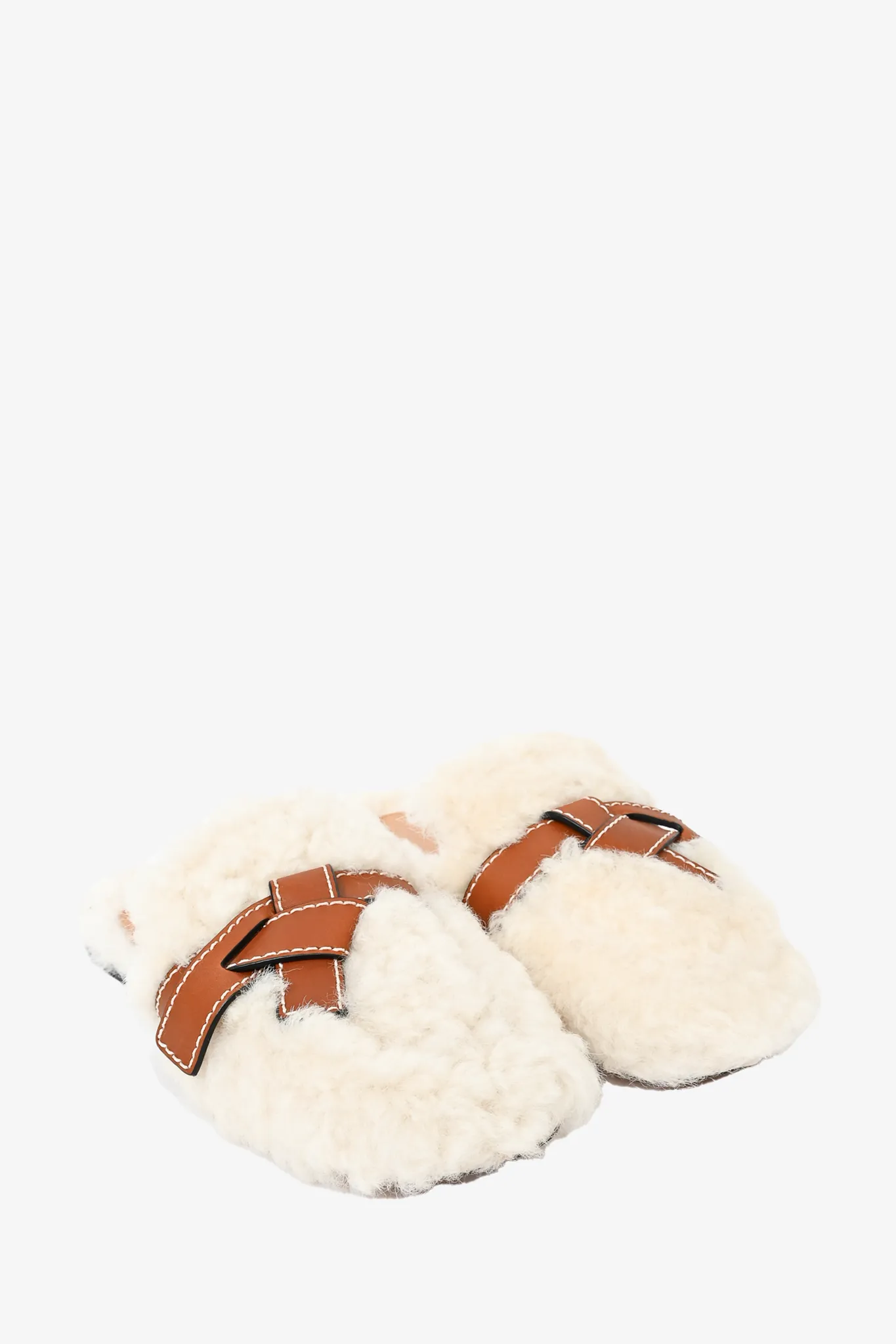 Loewe White Shearling Gate Mules Size 36