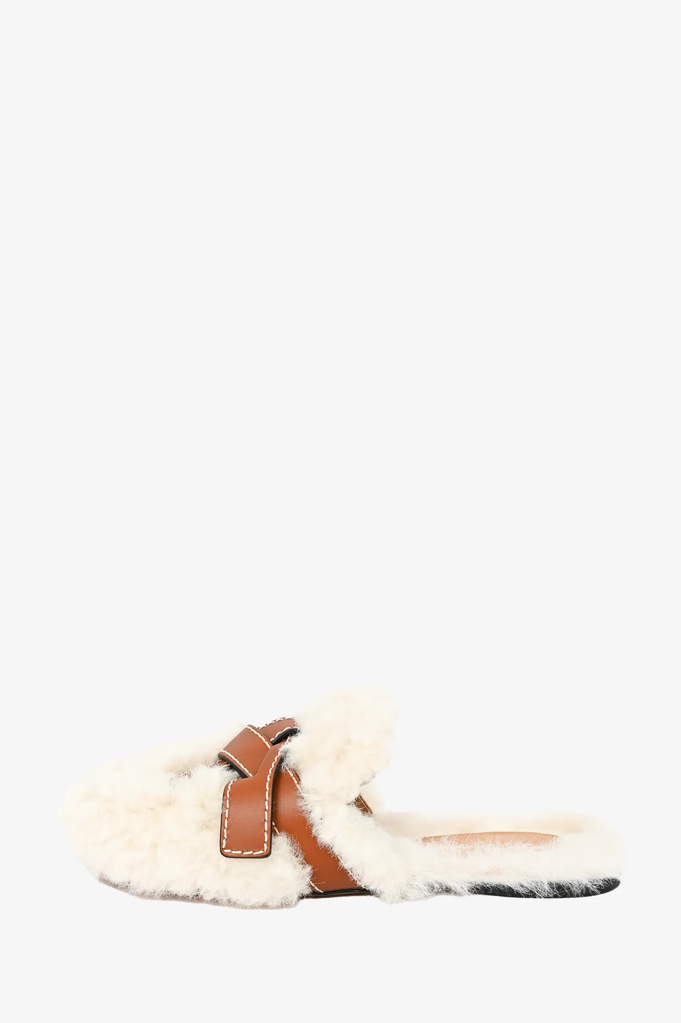 Loewe White Shearling Gate Mules Size 36