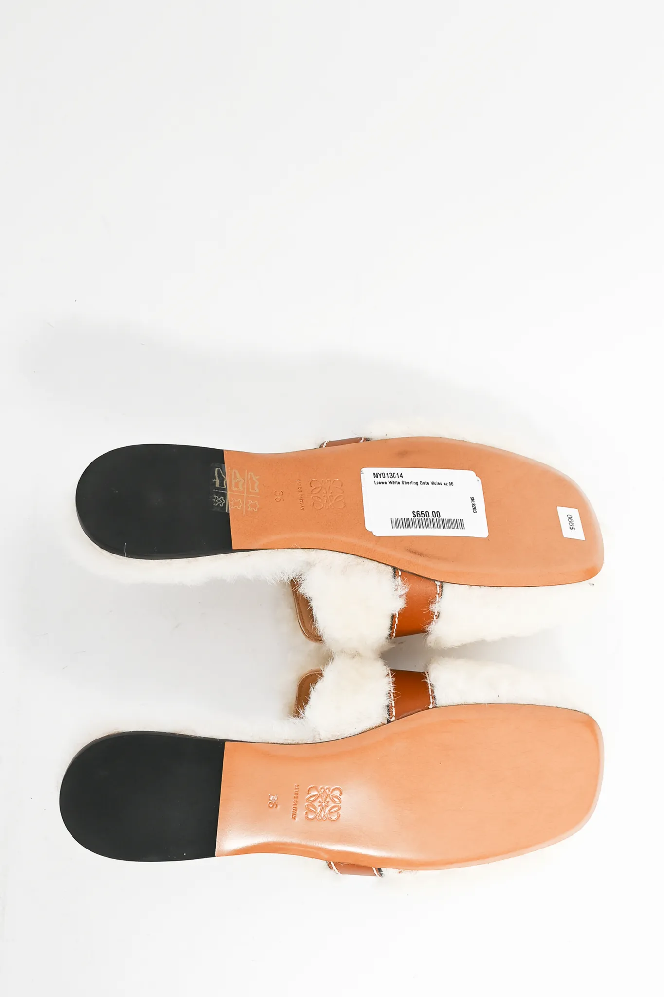 Loewe White Shearling Gate Mules Size 36