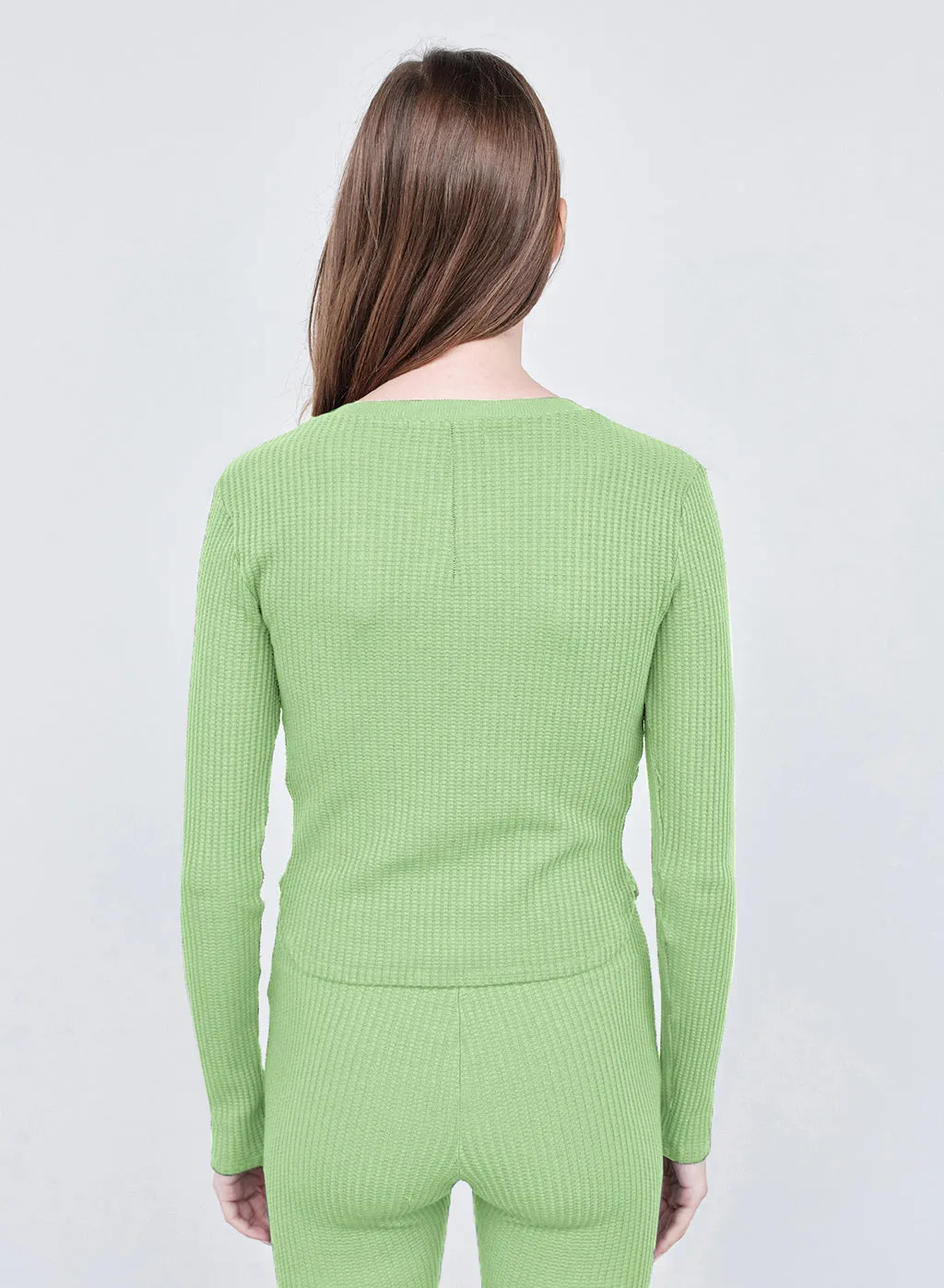 Luxe Thermal Henley Top in Wasabi