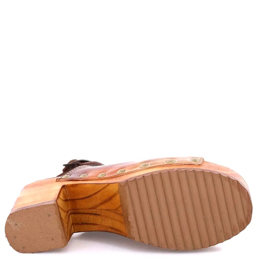 Marie Women's Leather Wooden Heeled Clog