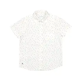 Mayoral Mini Micropatterned Short Sleeve Dress Shirt_White 3163