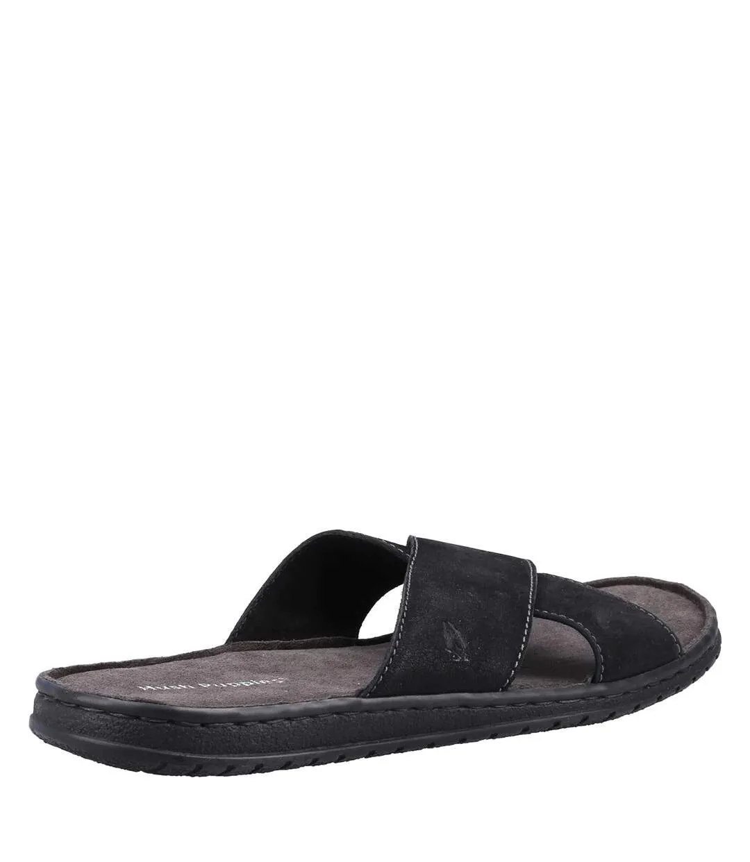 Mens nile crossover leather sandals black Hush Puppies