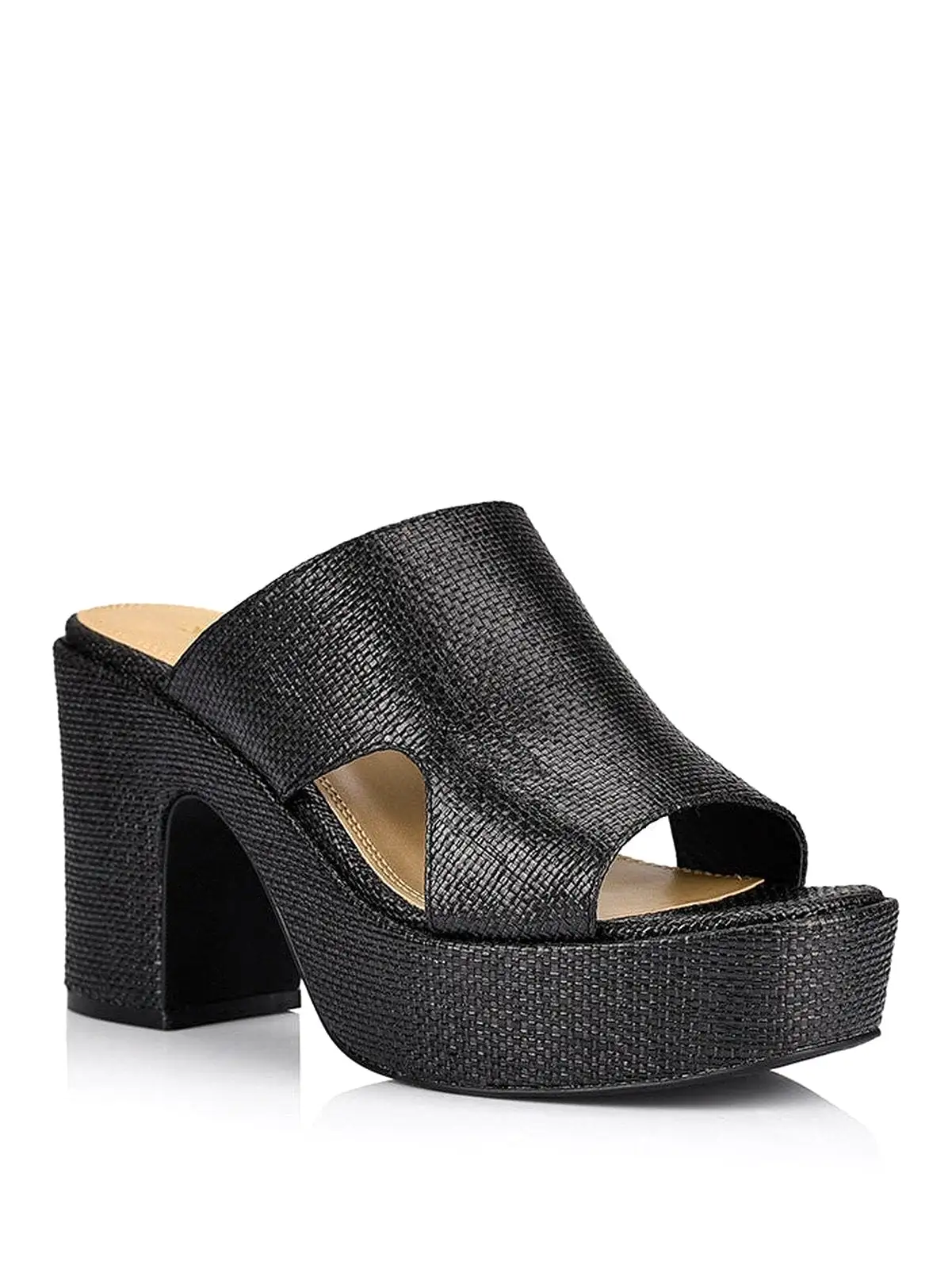 Milky Platform Sandals - Black Raffia