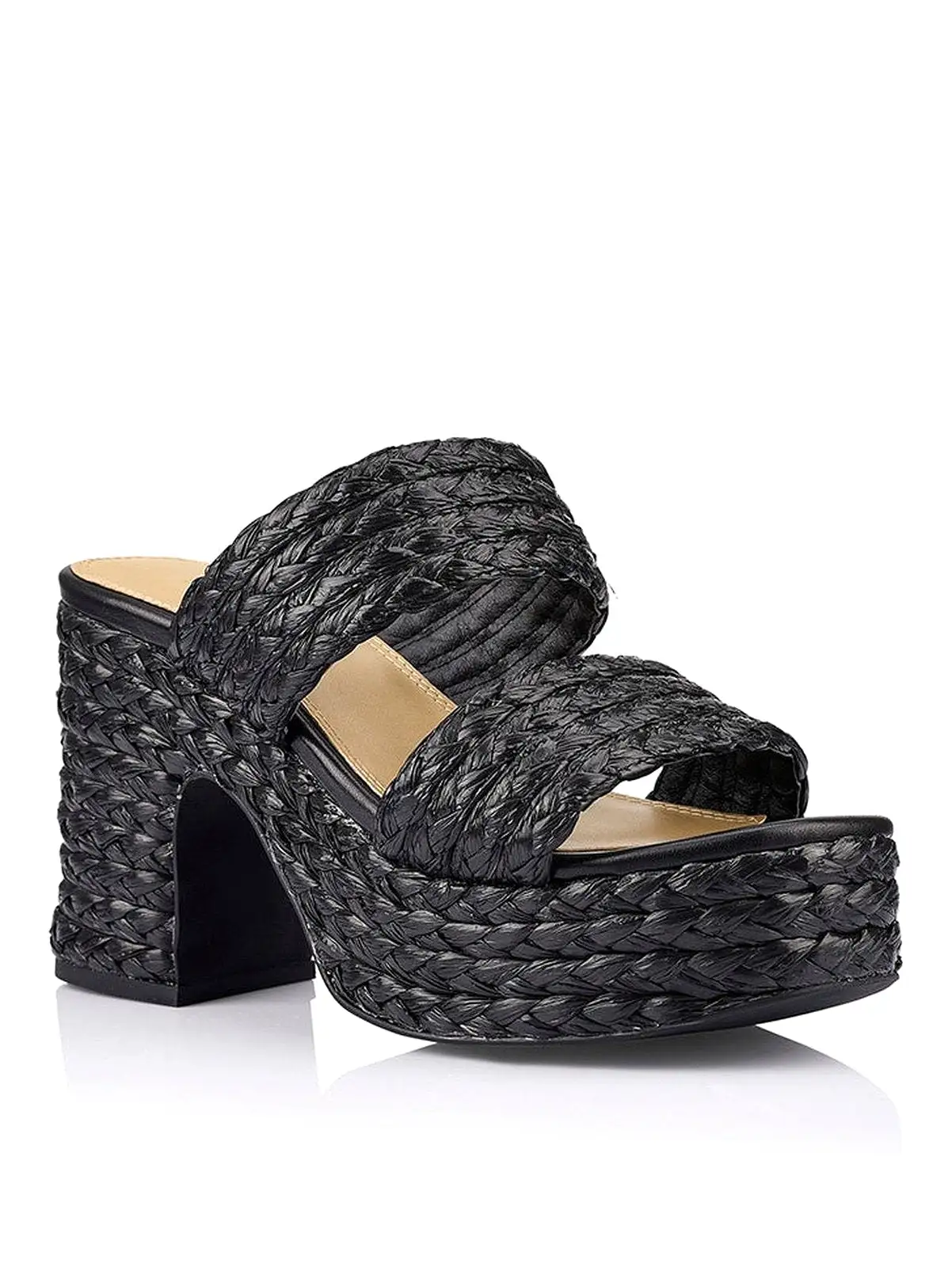 Mingus Platform Mules - Black Raffia