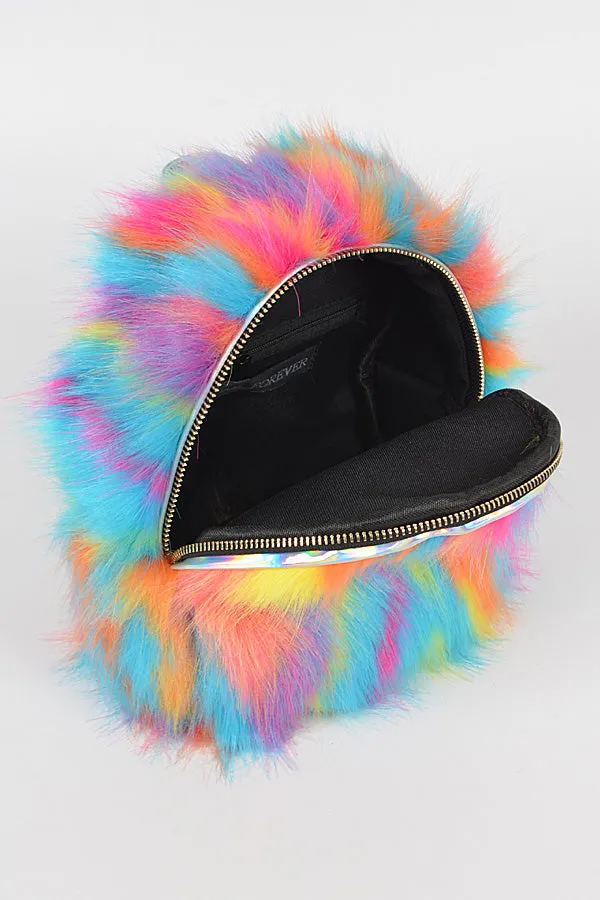 Multi Color Faux Fur Backpack