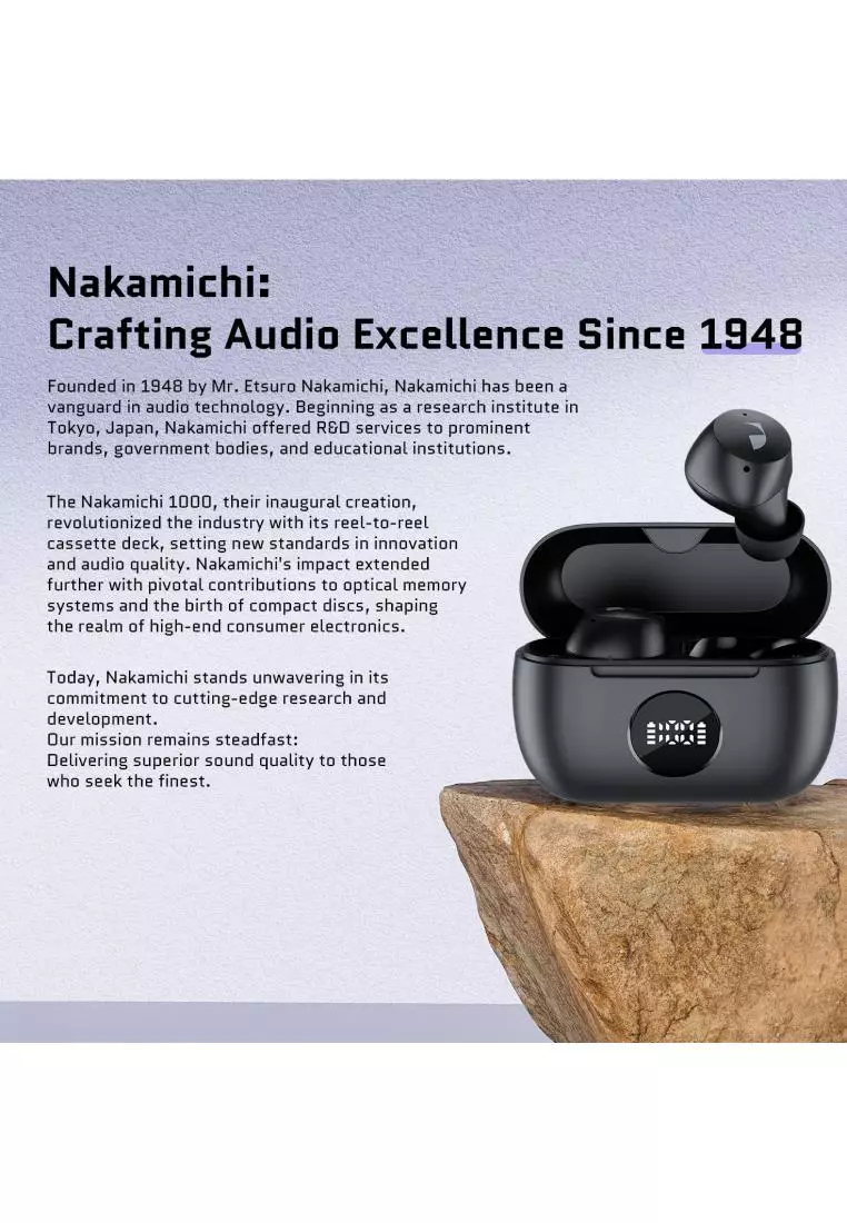 NAKAMICHI Nakamichi N200 Nanobuds True Wireless Earbuds, Black