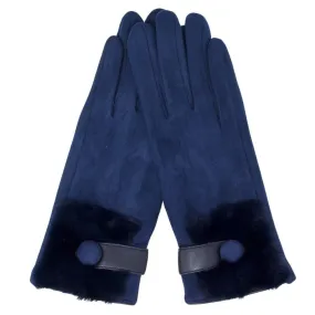 Navy Gloves with Fur