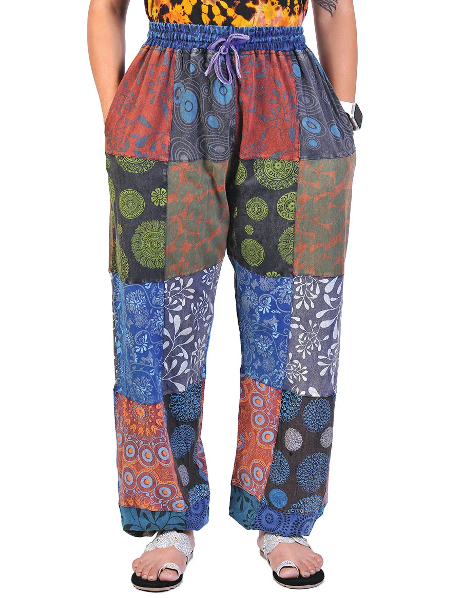 Patchwork and Printed Women's Joggers