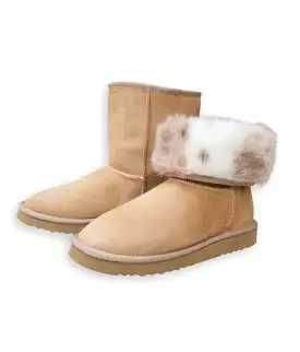 PAWJ Short Boot | Tan / Snow Leopard