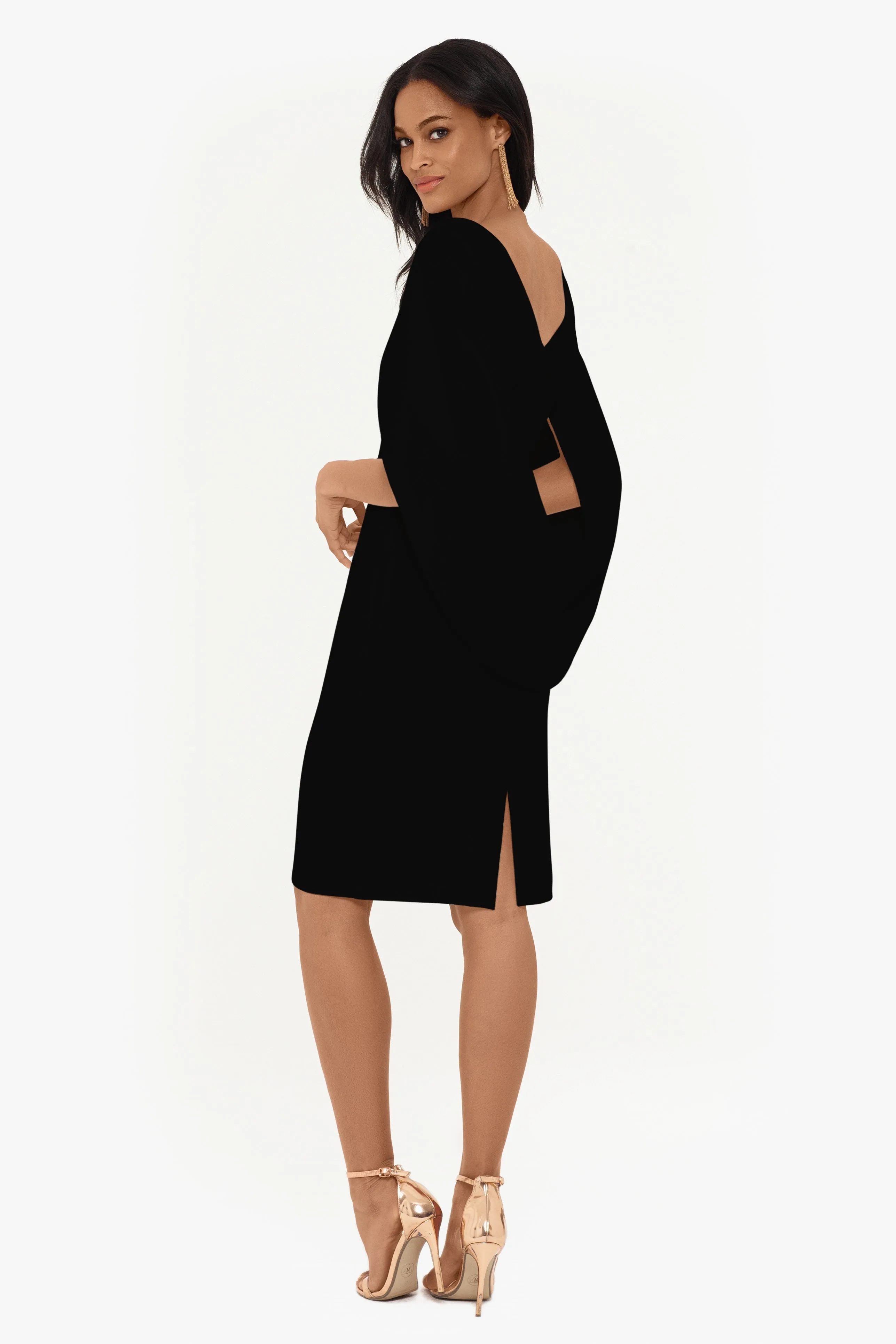 Petite Jordan Short Scuba Crape Draped Back Dress