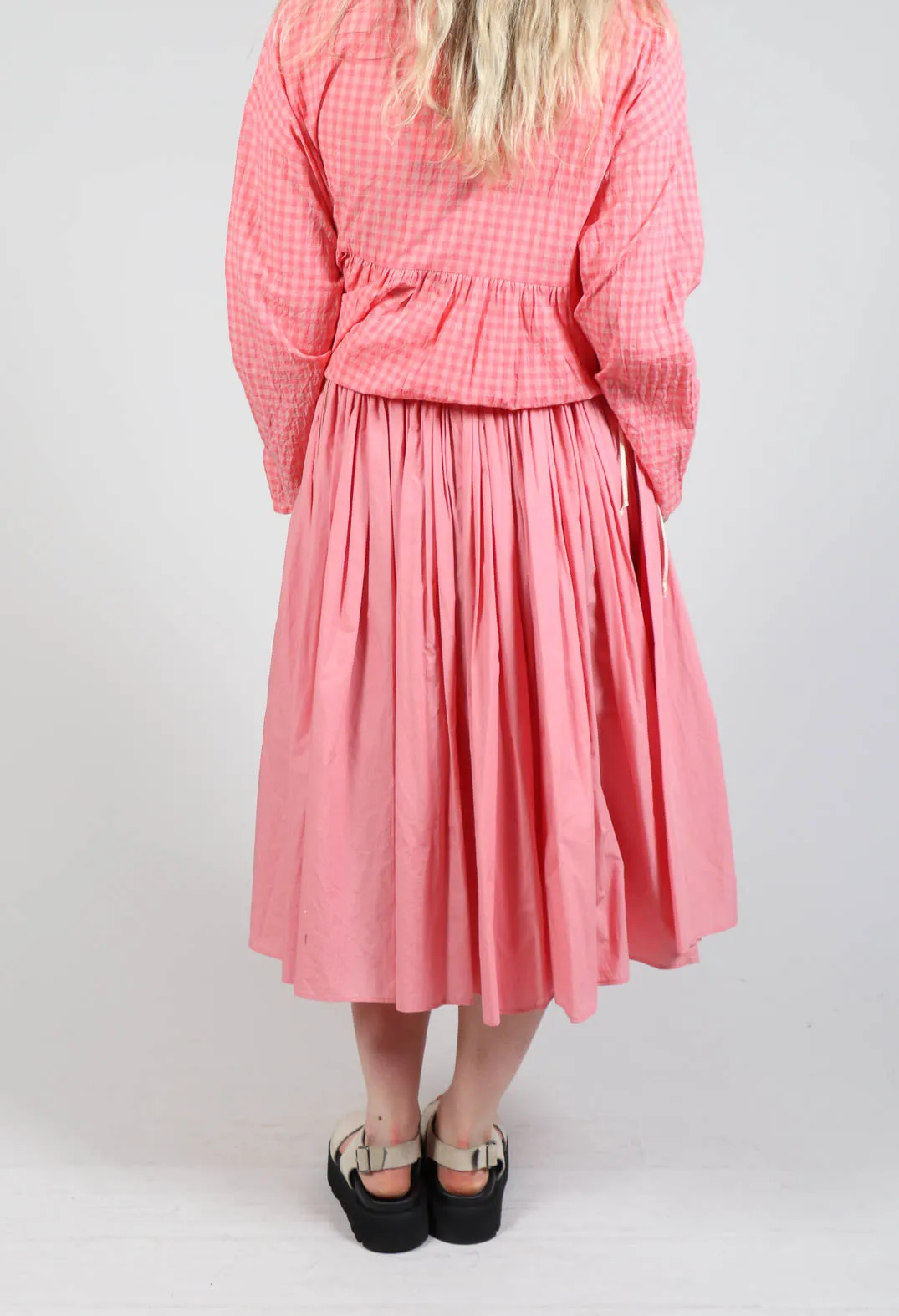 Pleated Midi Skirt in Pink