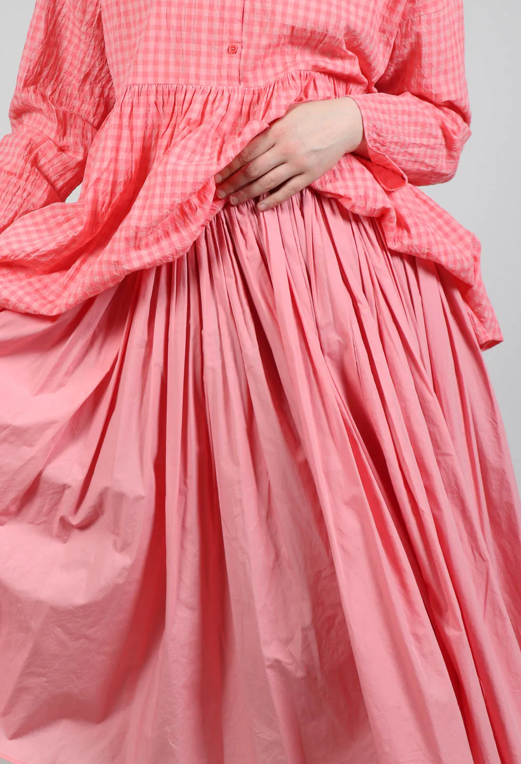 Pleated Midi Skirt in Pink