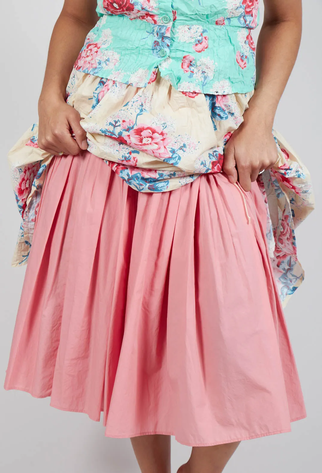 Pleated Midi Skirt in Pink