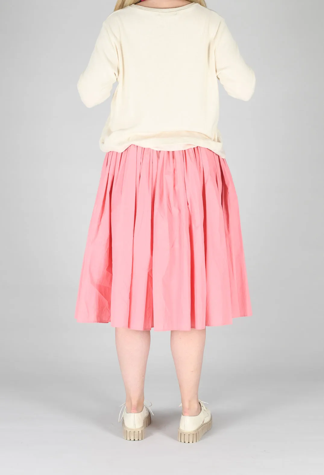 Pleated Midi Skirt in Pink