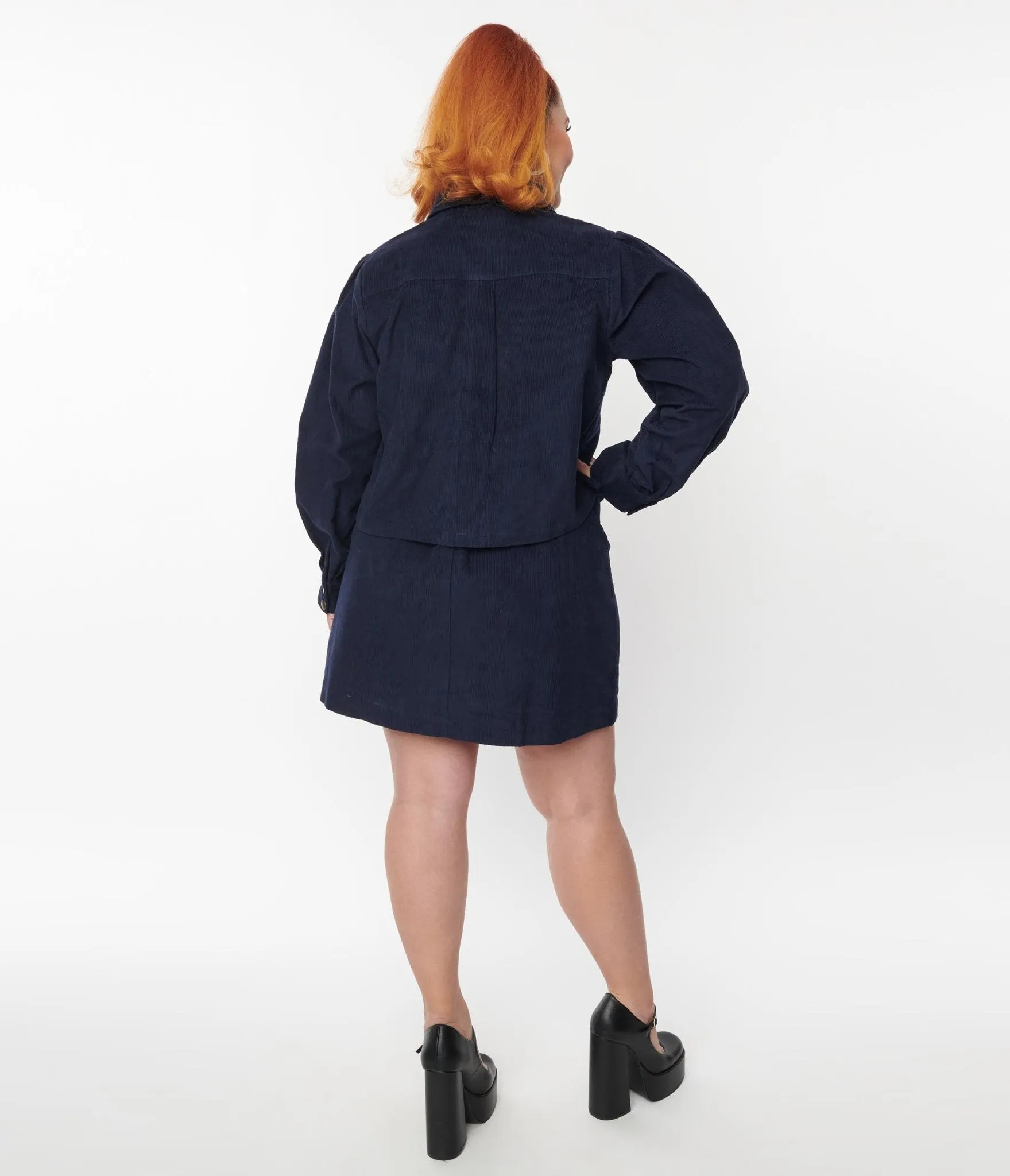 Plus Size 1970s Navy Moxy Skirt