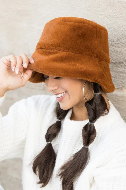 Plush Faux Fur Bucket Hat