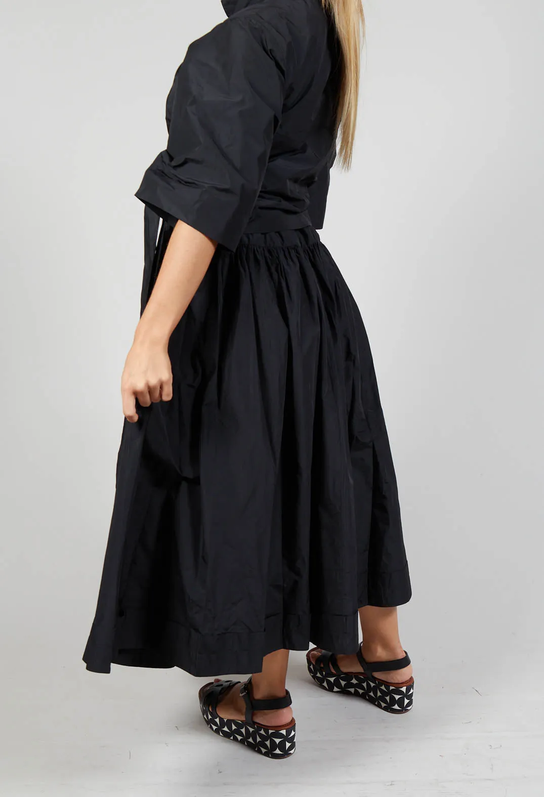 Pull on Pleated Skirt in Black