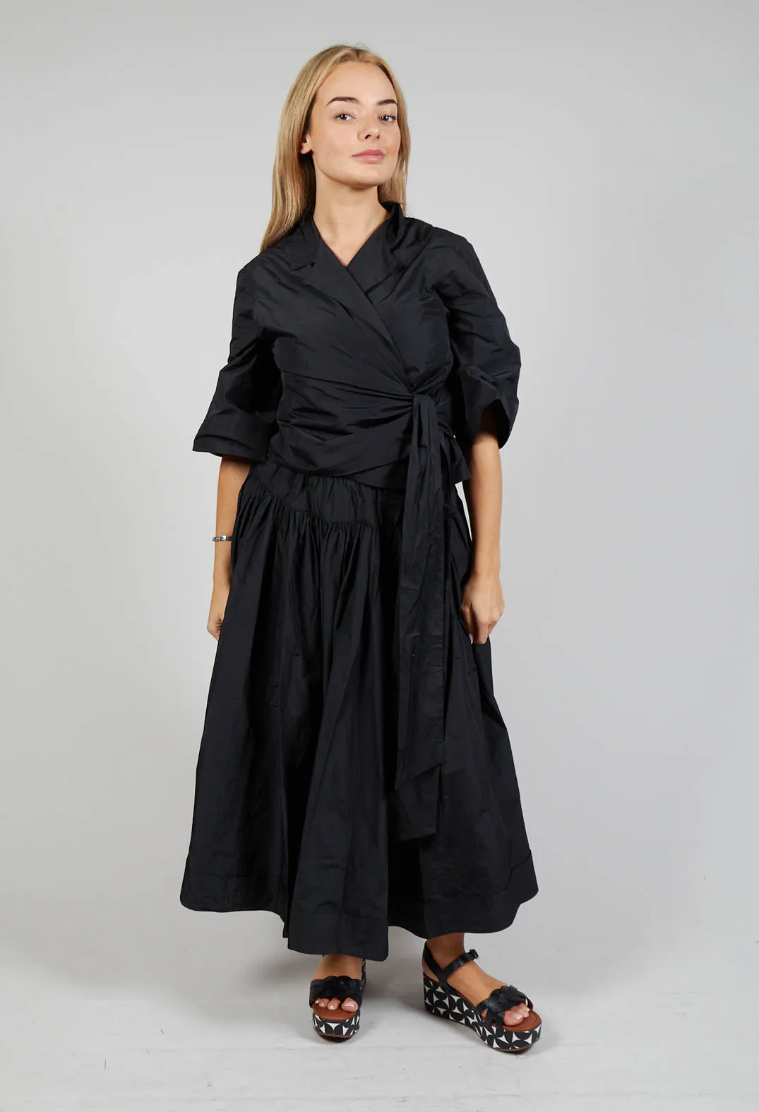 Pull on Pleated Skirt in Black