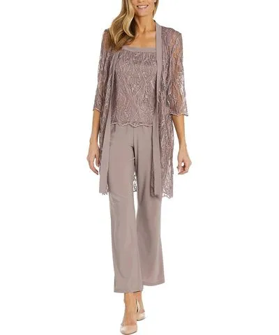 R & M Richards Womens 3PC Lace Suit Pants