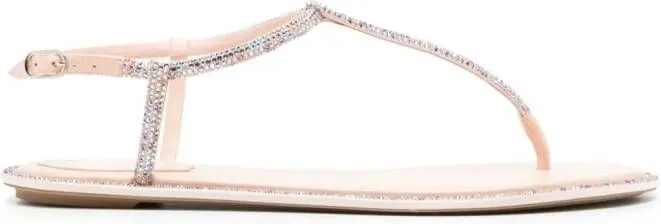 René Caovilla rhinestone-embellished leather sandals Pink