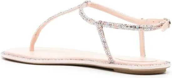 René Caovilla rhinestone-embellished leather sandals Pink