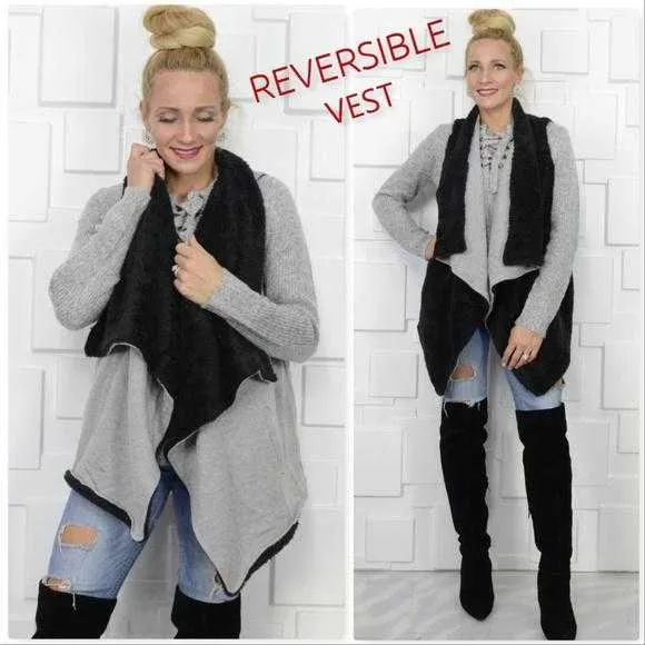 Reversible Vest with Black Faux fur