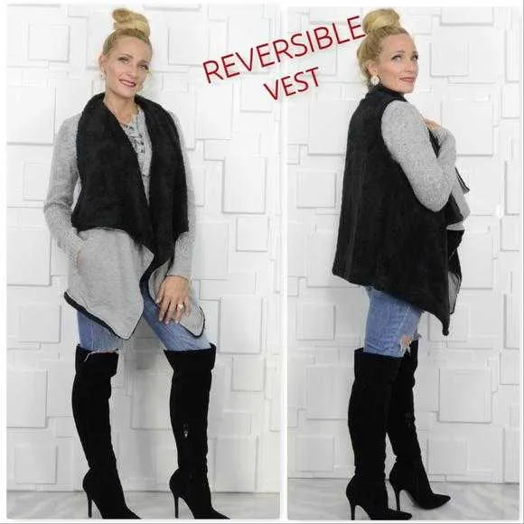 Reversible Vest with Black Faux fur