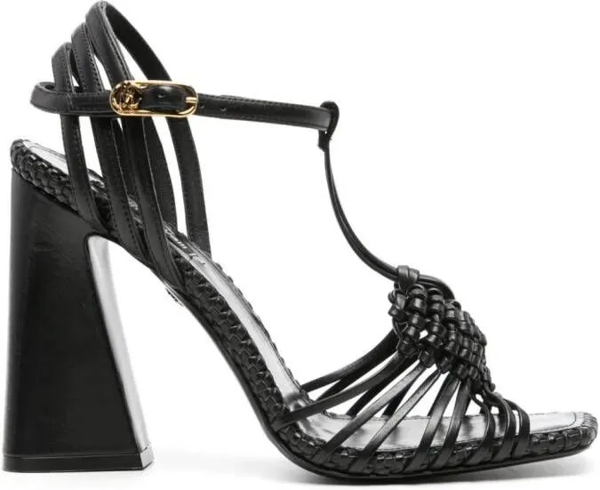 Roberto Cavalli interwoven-straps leather sandals Black