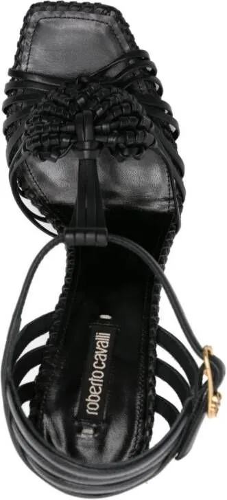 Roberto Cavalli interwoven-straps leather sandals Black