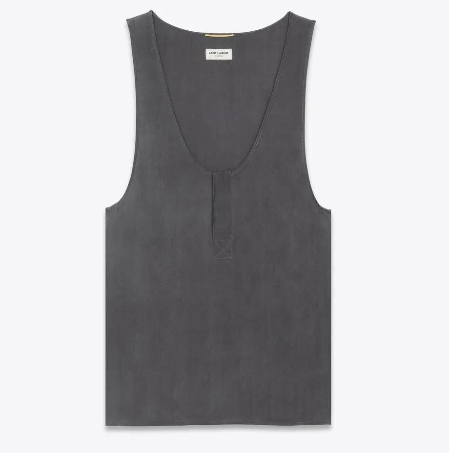 Saint Laurent  |789945Y7I224280 HENLEY TANK IN SILK CREPE DE CHINE