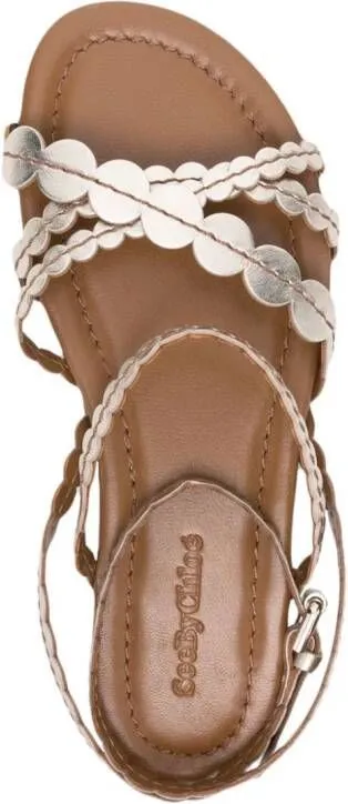 See by Chloé crossover leather sandals Gold