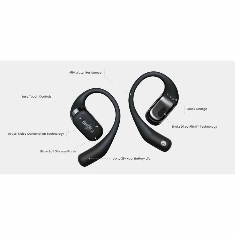 Shokz OpenFit Open Ear-Wireless Earbuds - Black